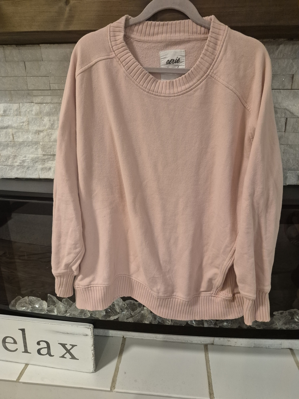 aerie Oversized Women's Light Pink Crewneck Sweatshirt